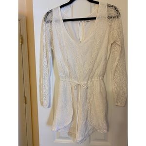 Abercrombie white long sleeve lace romper